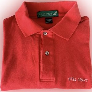 Outerbanks cotton red polo shirt - “Still Crazy” embroidered on chest